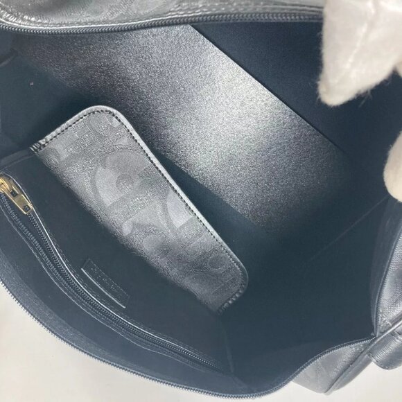 Dior vintage Trotter Hand Bag Tote Bag Duffle Bag Leather/PVC Black - Picture 10 of 13